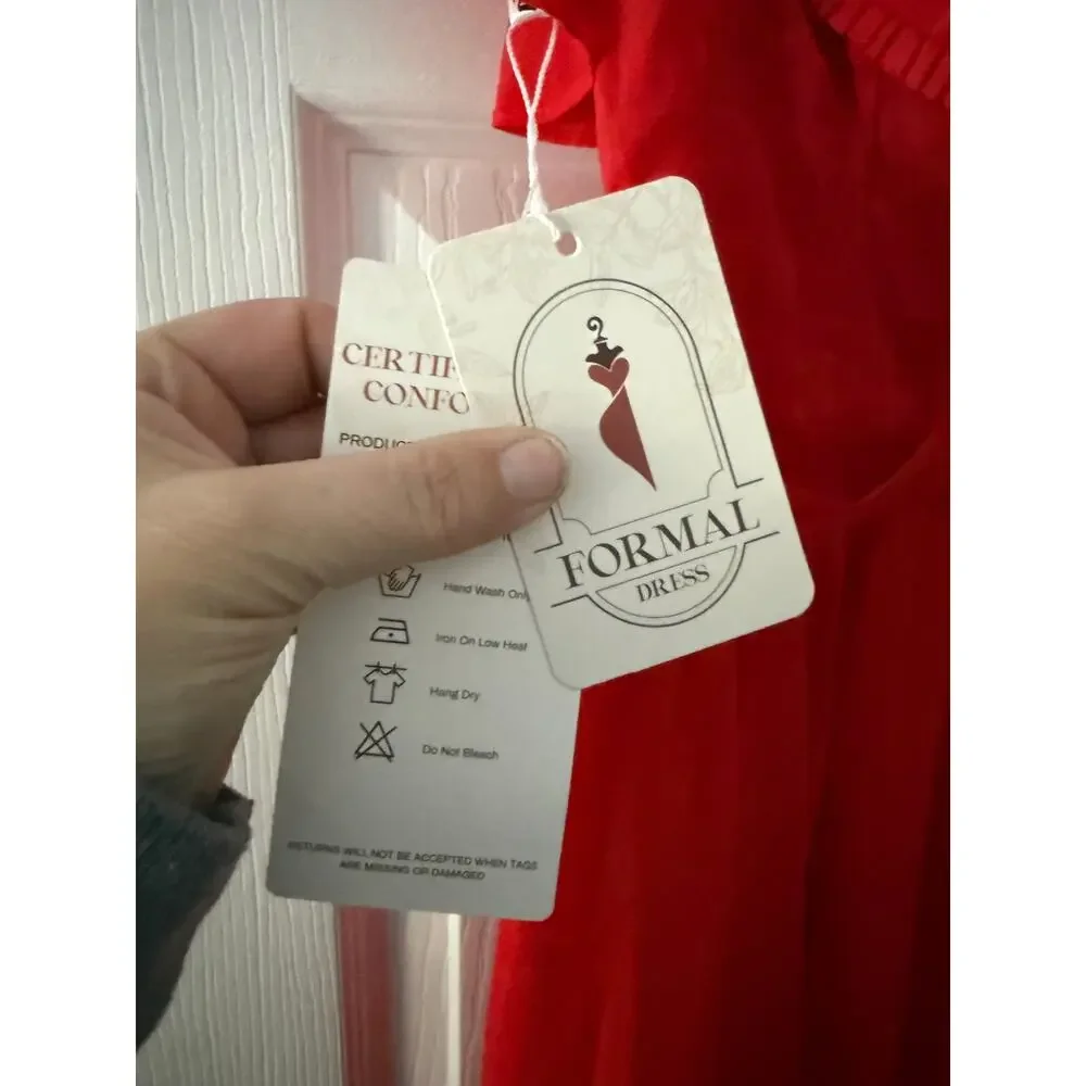 Long Red Dress Bridgerton Inspired Size 12 NWT - Picture 2 of 8